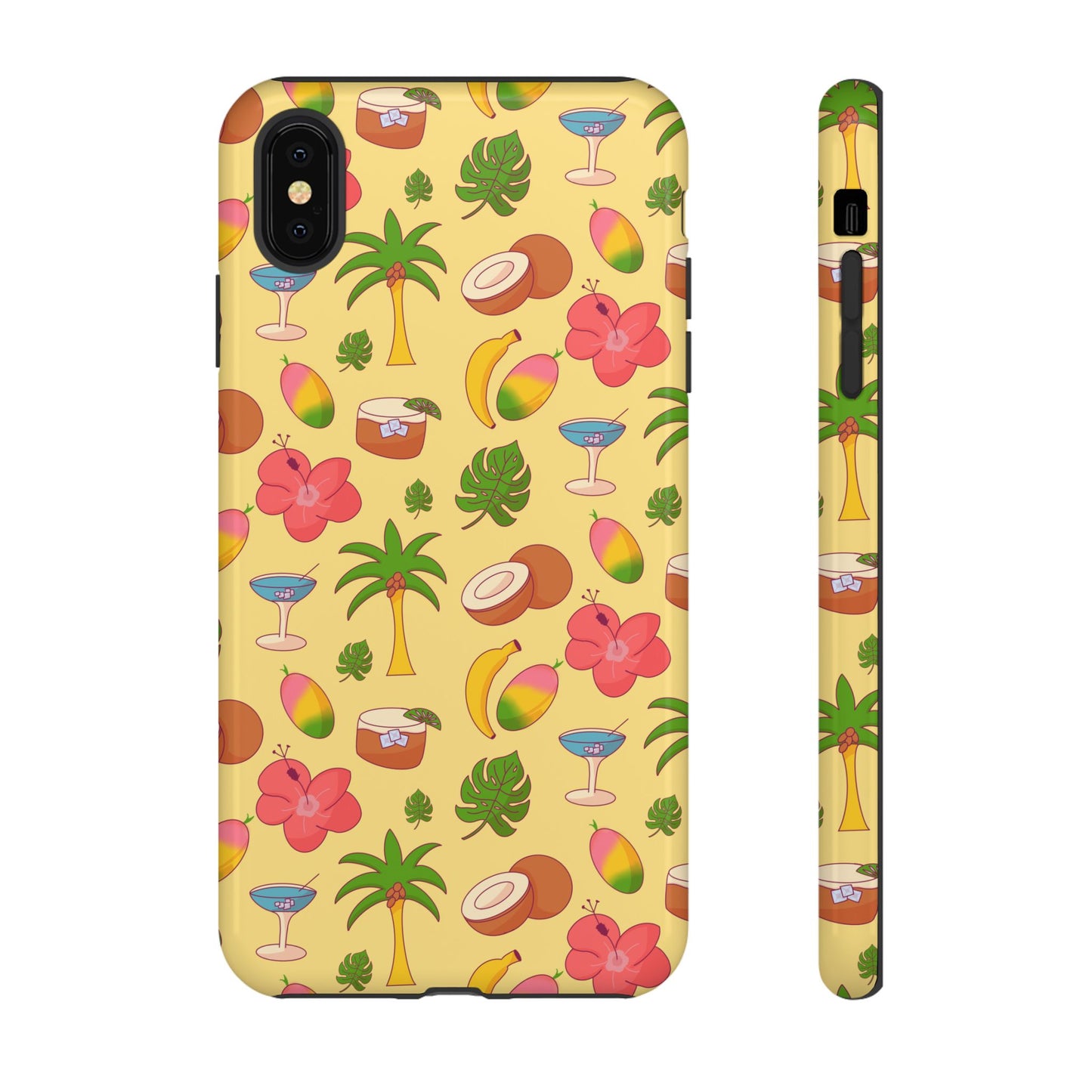 Tropical Cocktail Phone Case – Retro Summer Fruit & Palm Tree Pattern for iPhone & Samsung