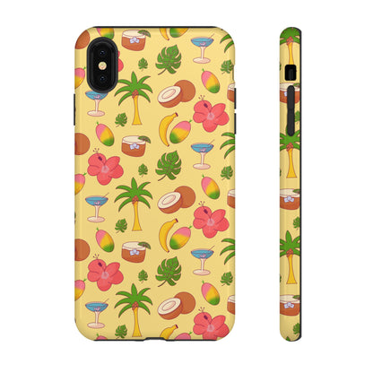 Tropical Cocktail Phone Case – Retro Summer Fruit & Palm Tree Pattern for iPhone & Samsung