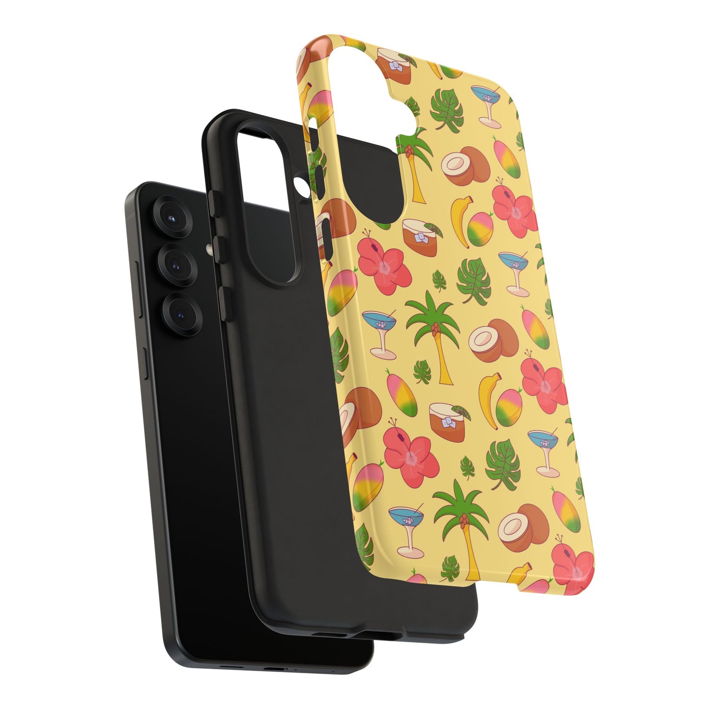 Tropical Cocktail Phone Case – Retro Summer Fruit & Palm Tree Pattern for iPhone & Samsung