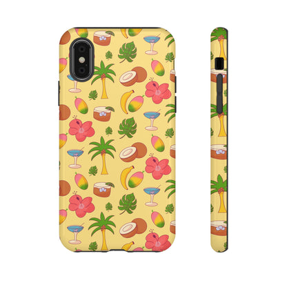 Tropical Cocktail Phone Case – Retro Summer Fruit & Palm Tree Pattern for iPhone & Samsung