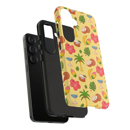 Tropical Cocktail Phone Case – Retro Summer Fruit & Palm Tree Pattern for iPhone & Samsung