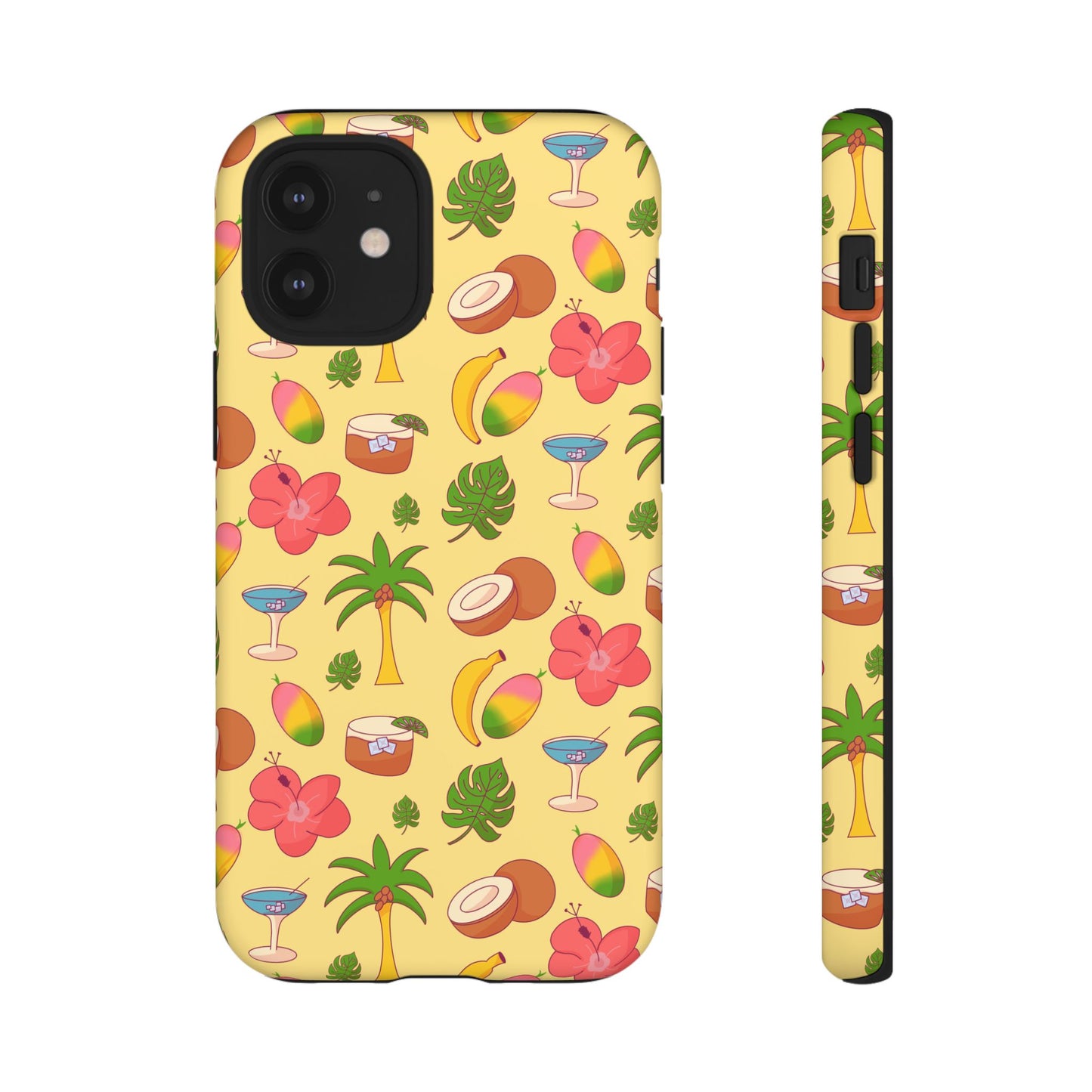 Tropical Cocktail Phone Case – Retro Summer Fruit & Palm Tree Pattern for iPhone & Samsung