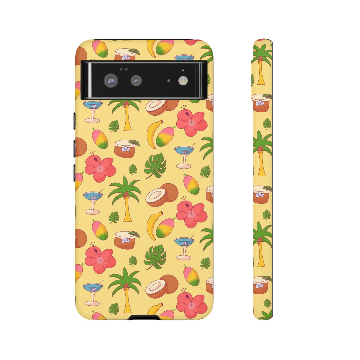 Tropical Cocktail Phone Case – Retro Summer Fruit & Palm Tree Pattern for iPhone & Samsung