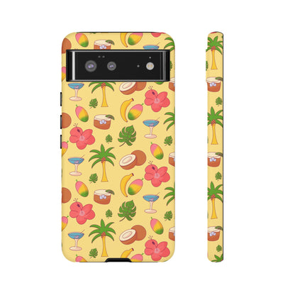 Tropical Cocktail Phone Case – Retro Summer Fruit & Palm Tree Pattern for iPhone & Samsung