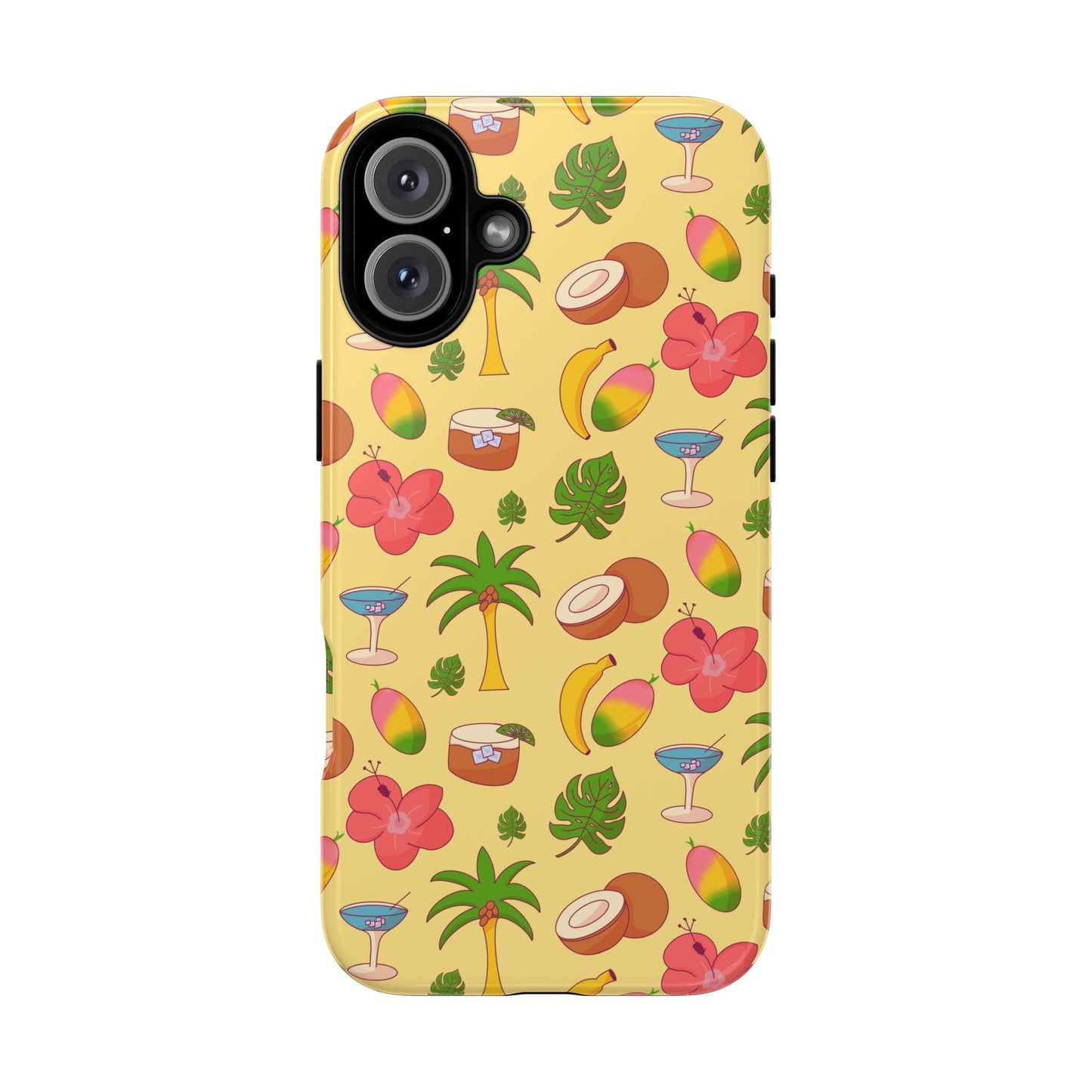 Tropical Cocktail Phone Case – Retro Summer Fruit & Palm Tree Pattern for iPhone & Samsung