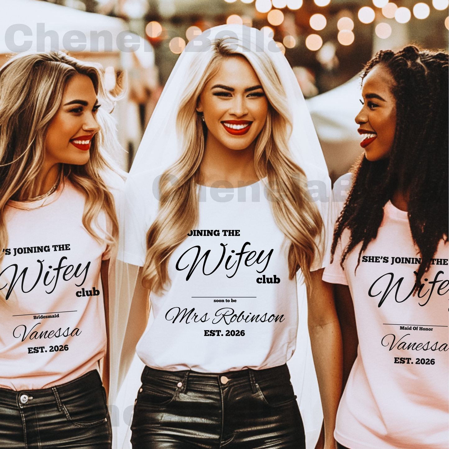Custom "I'm Joining The Wifey Club" Bachelorette T-Shirt, Personalised Hen Party tshirt, Wedding Bride Gift, Matching Bridesmaid, Wifey shirt