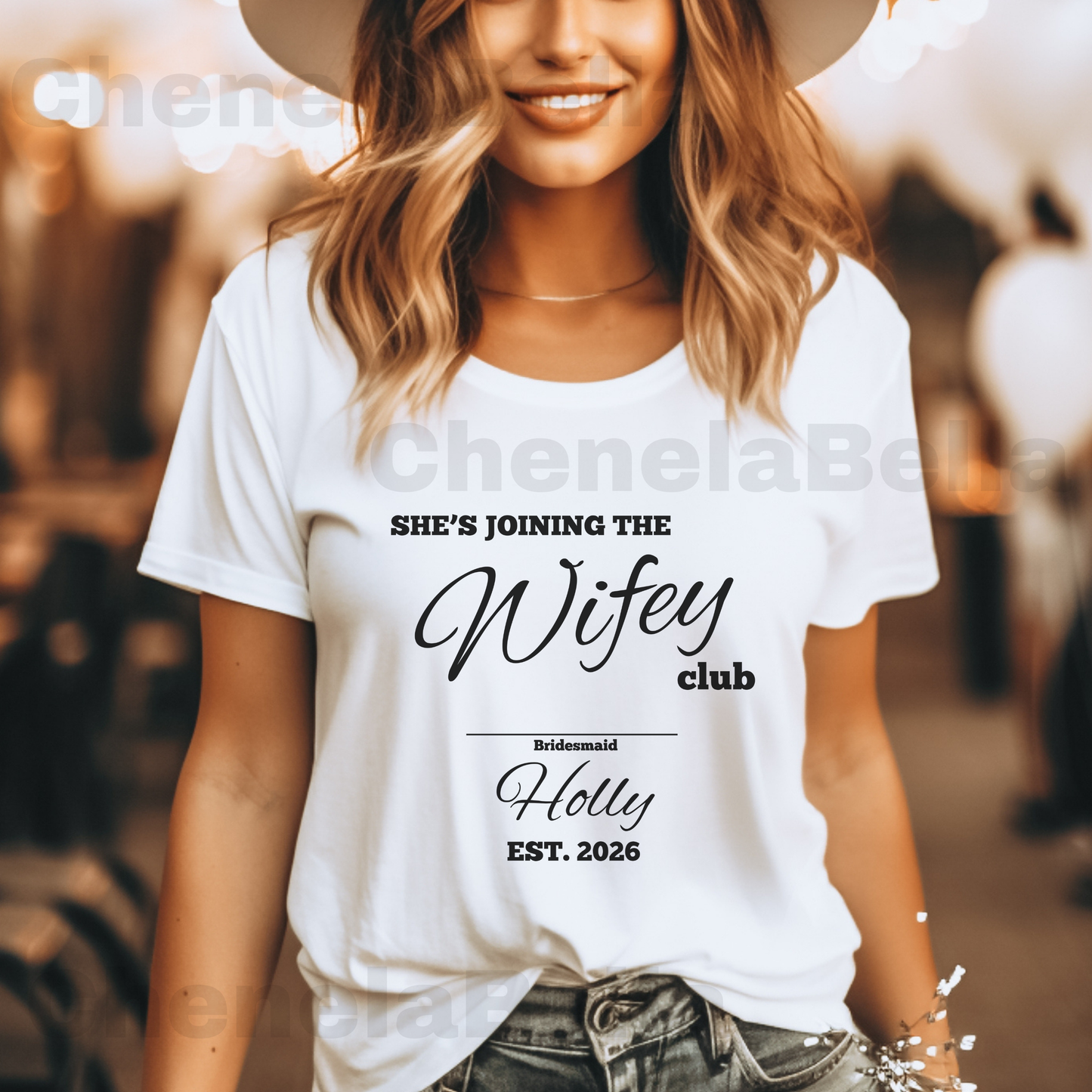 Custom Bridesmaid She's Joining The Wifey Club Bachelorette T-Shirt, Personalised Hen Party, Bridesmaid Gift, Matching Bridesmaid