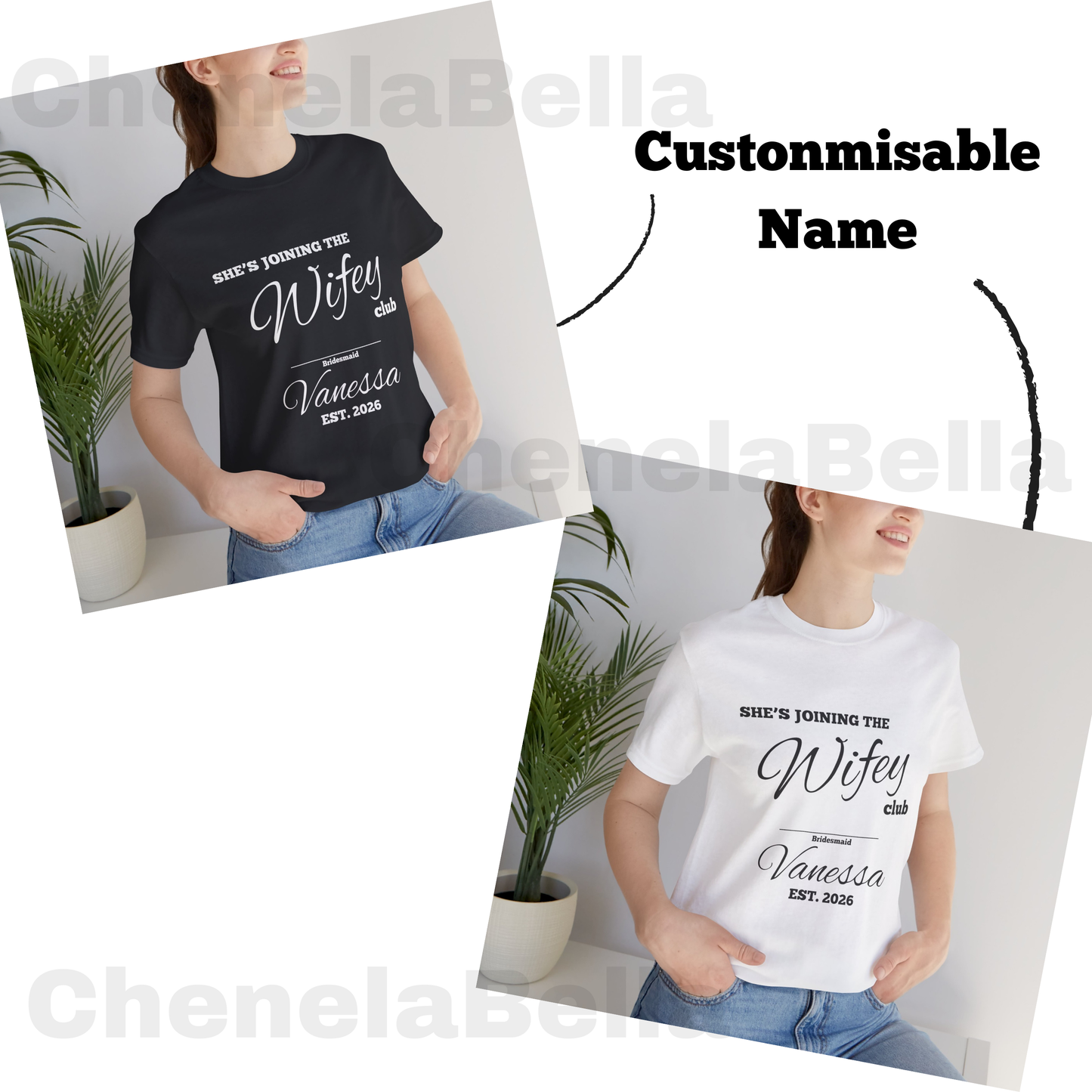 Custom Bridesmaid She's Joining The Wifey Club Bachelorette T-Shirt, Personalised Hen Party, Bridesmaid Gift, Matching Bridesmaid