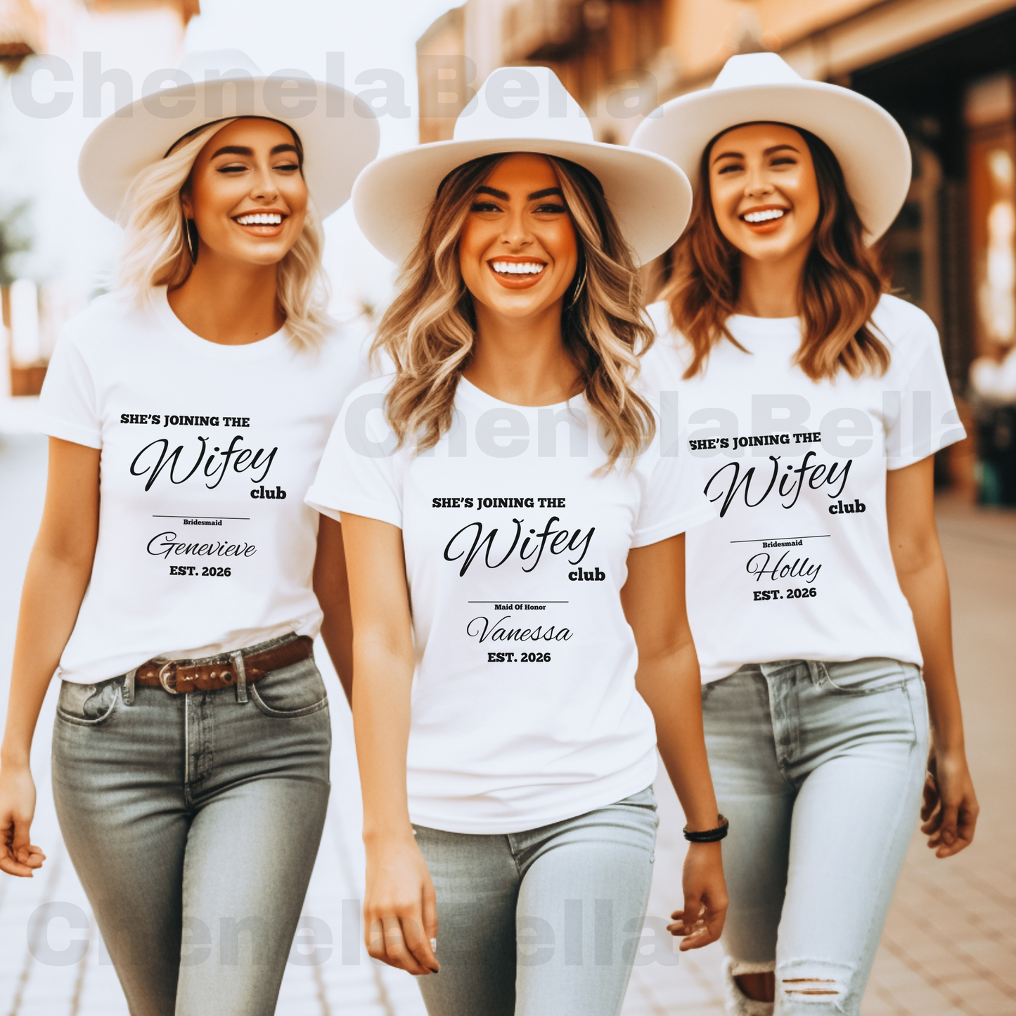 Custom Maid Of Honor She's Joining The Wifey Club Bachelorette T-Shirt, Personalised Hen Party, Maid of Honor Gift, Matching Bridesmaid