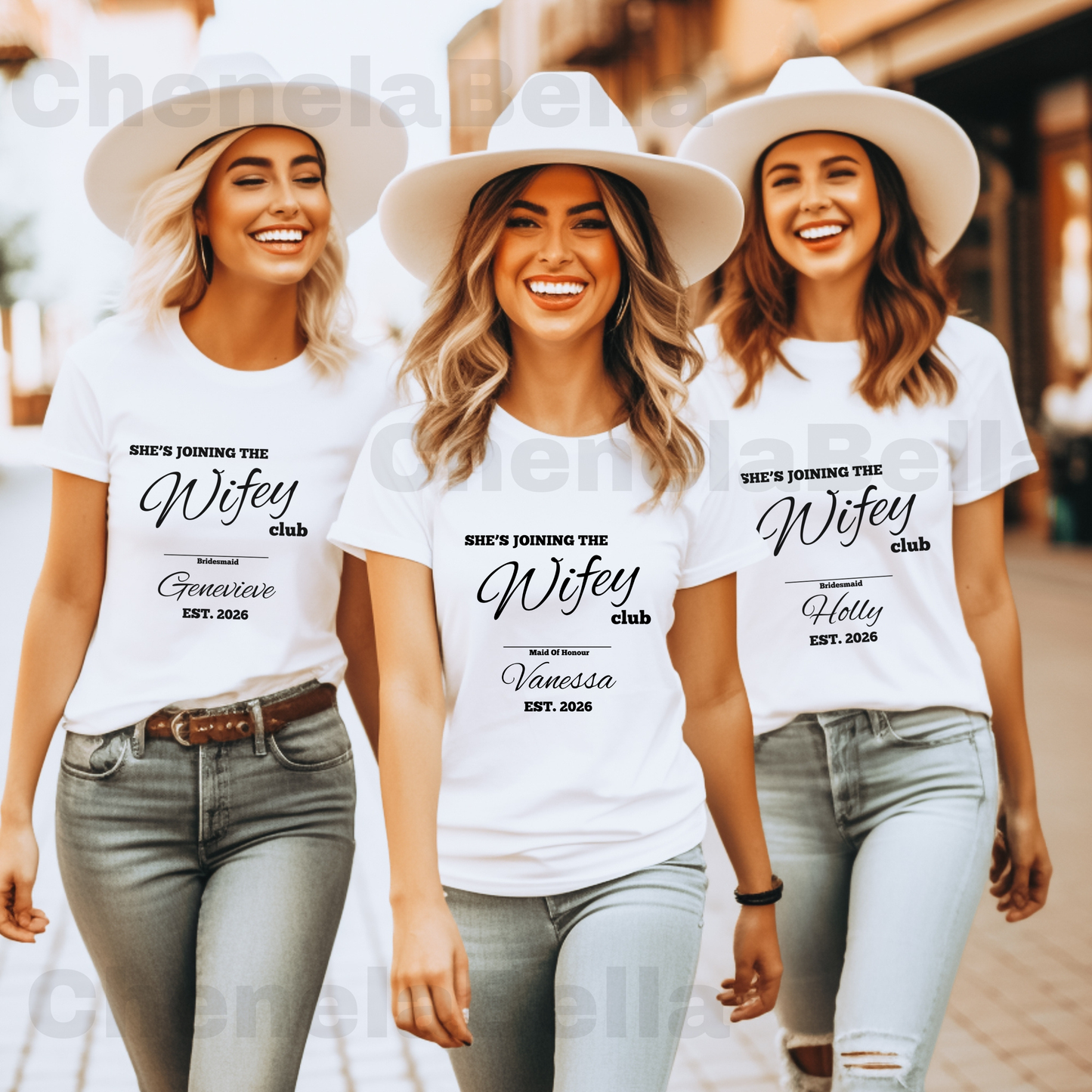 Custom Maid Of Honour She's Joining The Wifey Club Bachelorette T-Shirt, Personalised Hen Party, Maid of Honour Gift, Matching Bridesmaid
