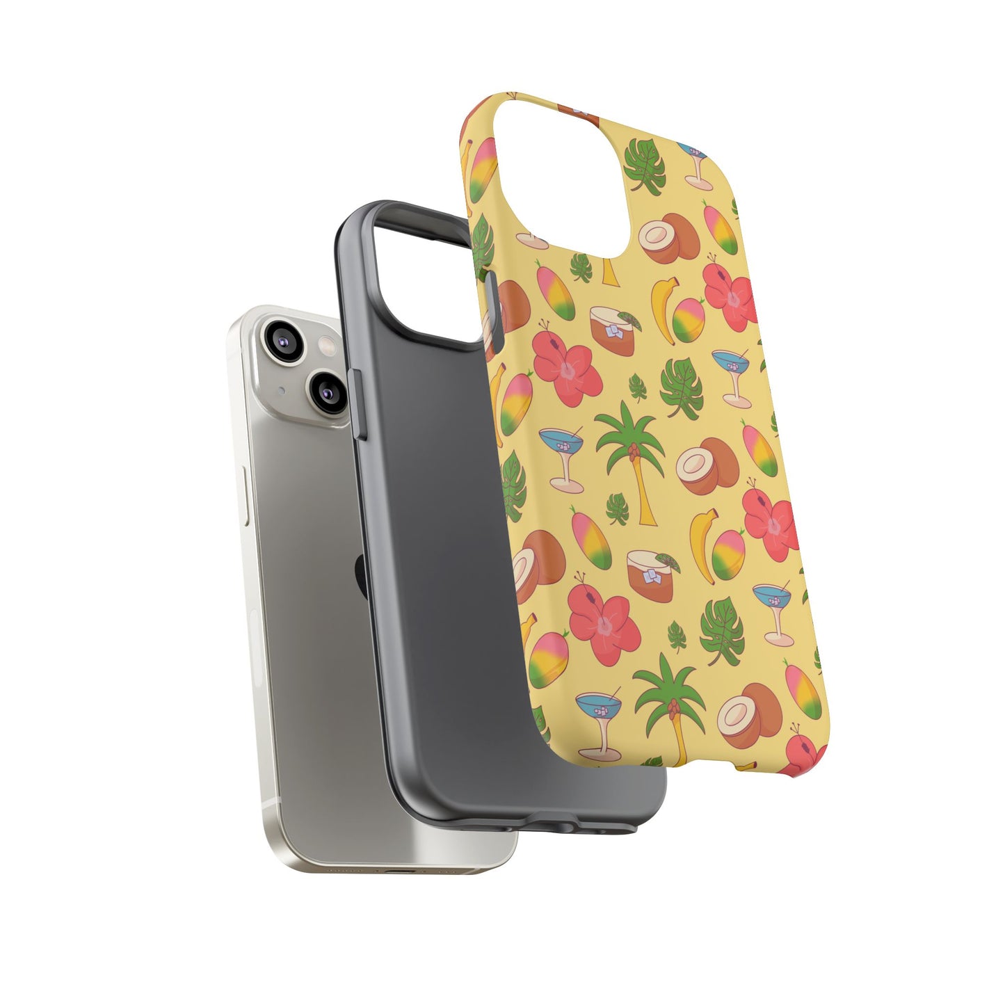 Tropical Cocktail Phone Case – Retro Summer Fruit & Palm Tree Pattern for iPhone & Samsung