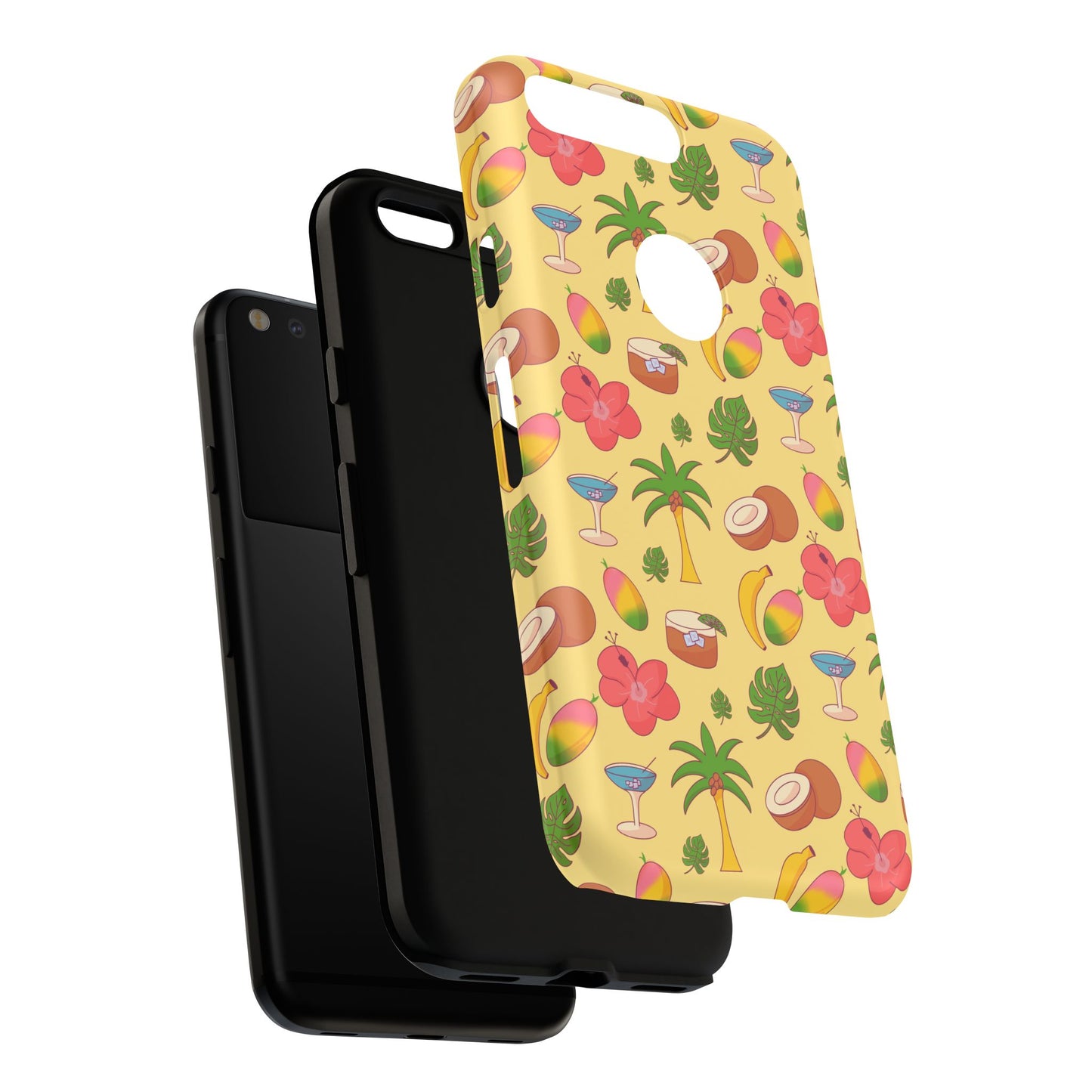 Tropical Cocktail Phone Case – Retro Summer Fruit & Palm Tree Pattern for iPhone & Samsung