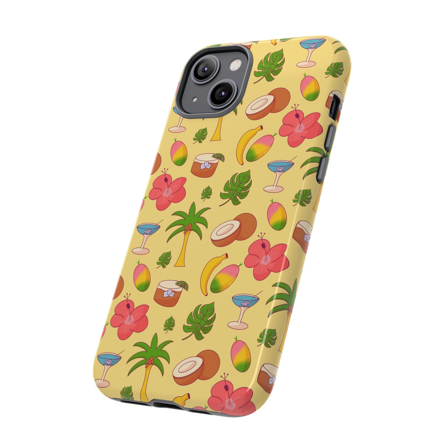 Tropical Cocktail Phone Case – Retro Summer Fruit & Palm Tree Pattern for iPhone & Samsung