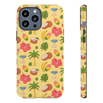 Tropical Cocktail Phone Case – Retro Summer Fruit & Palm Tree Pattern for iPhone & Samsung