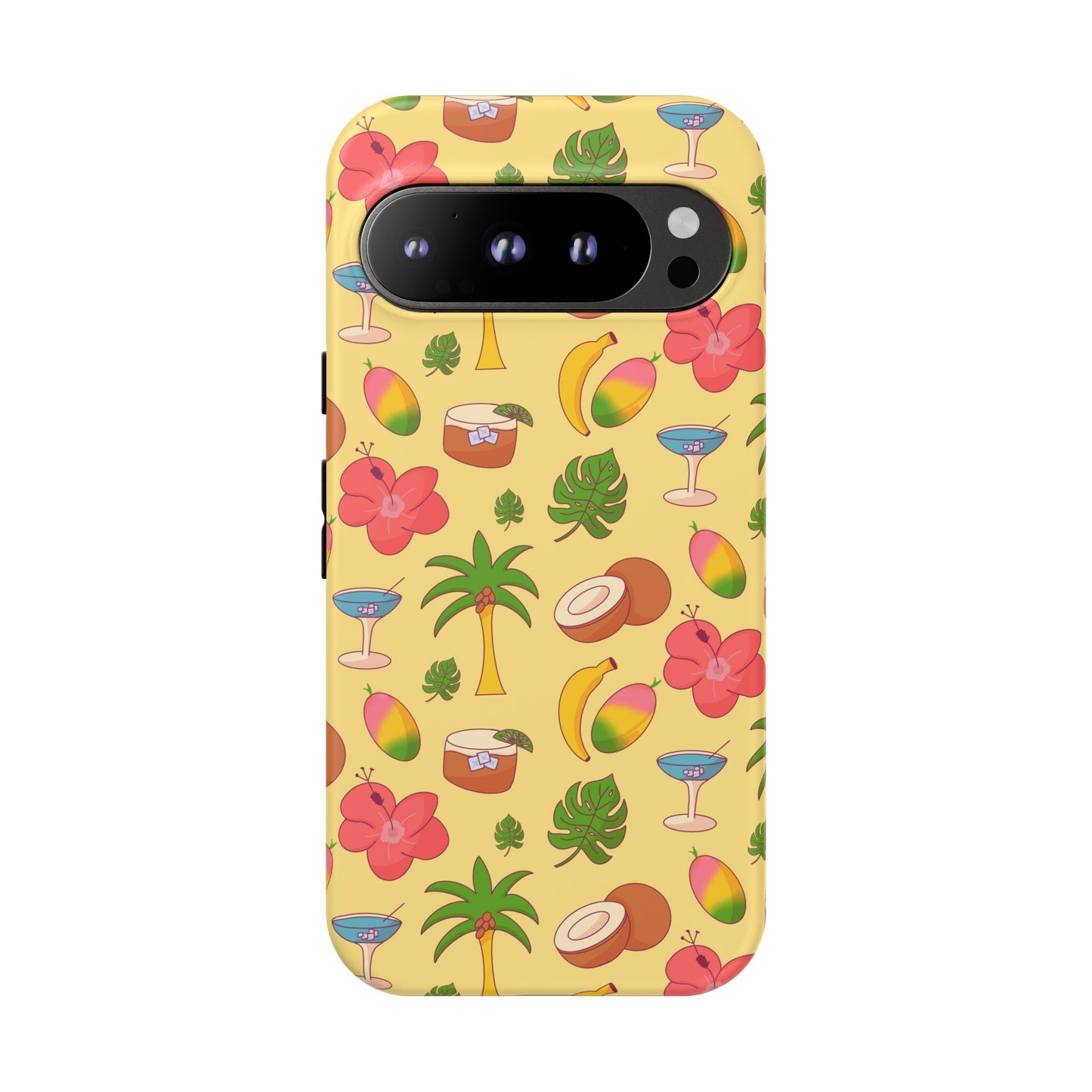 Tropical Cocktail Phone Case – Retro Summer Fruit & Palm Tree Pattern for iPhone & Samsung