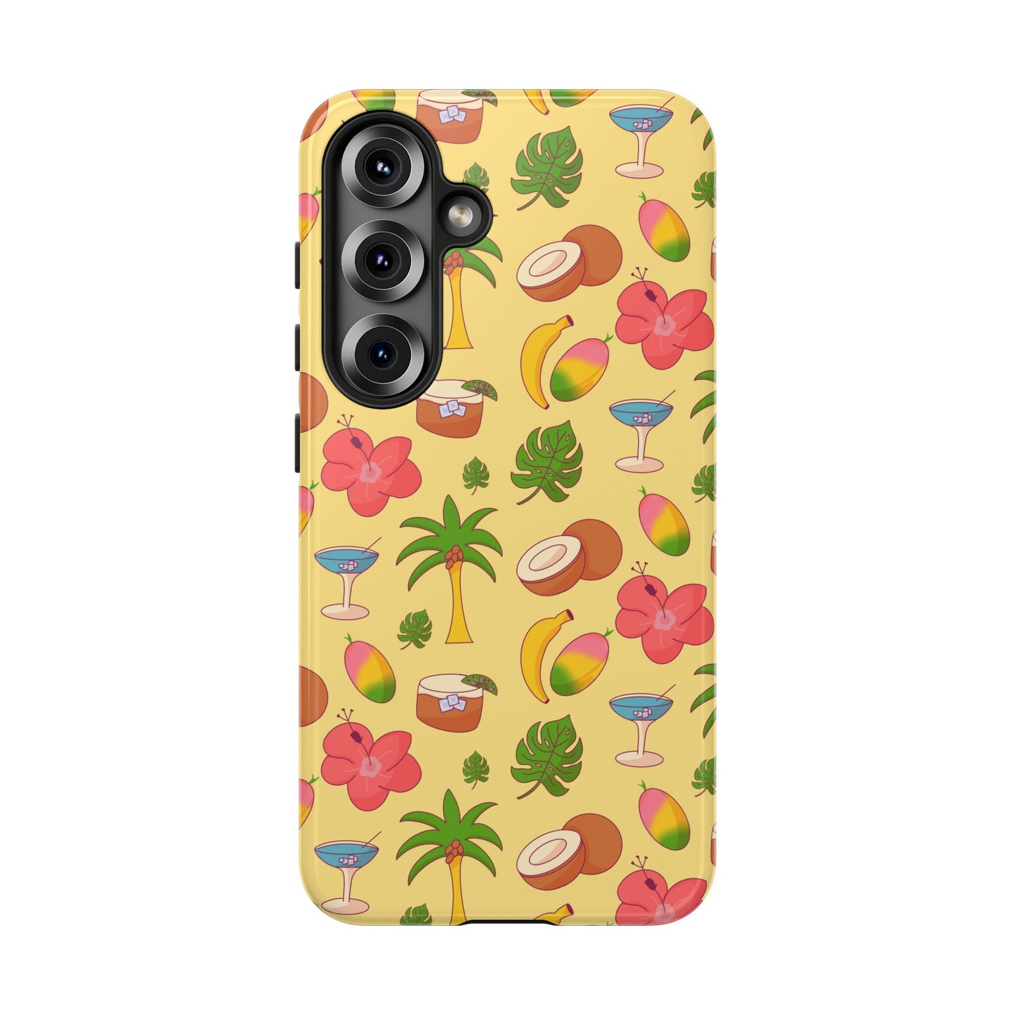 Tropical Cocktail Phone Case – Retro Summer Fruit & Palm Tree Pattern for iPhone & Samsung