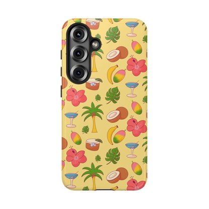 Tropical Cocktail Phone Case – Retro Summer Fruit & Palm Tree Pattern for iPhone & Samsung
