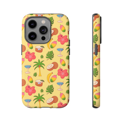 Tropical Cocktail Phone Case – Retro Summer Fruit & Palm Tree Pattern for iPhone & Samsung