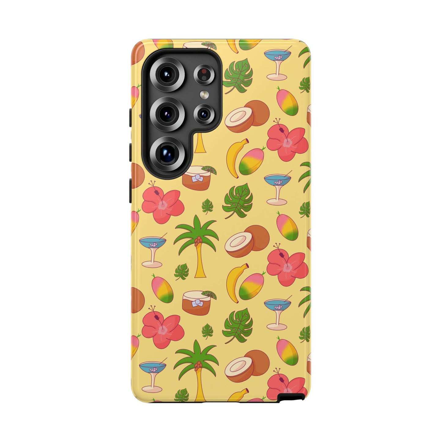 Tropical Cocktail Phone Case – Retro Summer Fruit & Palm Tree Pattern for iPhone & Samsung