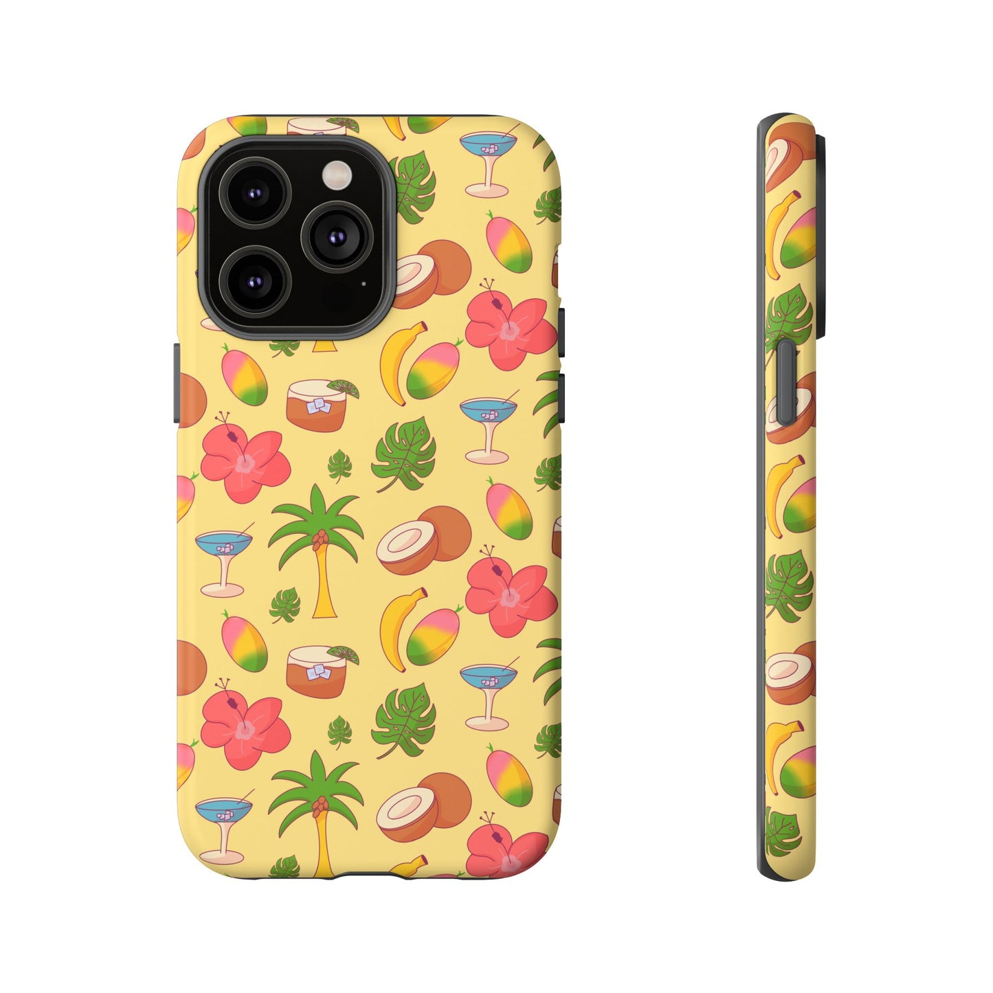 Tropical Cocktail Phone Case – Retro Summer Fruit & Palm Tree Pattern for iPhone & Samsung