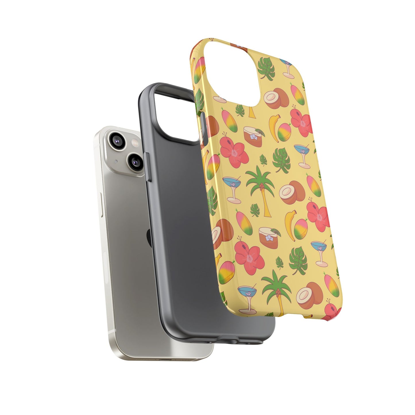 Tropical Cocktail Phone Case – Retro Summer Fruit & Palm Tree Pattern for iPhone & Samsung