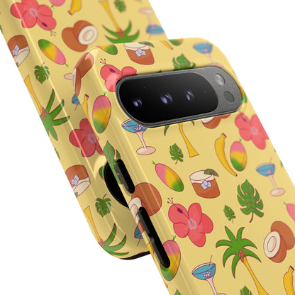Tropical Cocktail Phone Case – Retro Summer Fruit & Palm Tree Pattern for iPhone & Samsung