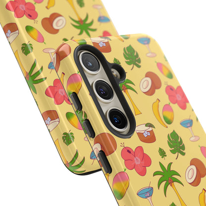 Tropical Cocktail Phone Case – Retro Summer Fruit & Palm Tree Pattern for iPhone & Samsung