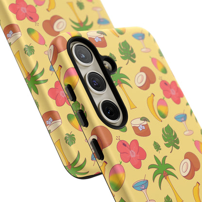 Tropical Cocktail Phone Case – Retro Summer Fruit & Palm Tree Pattern for iPhone & Samsung