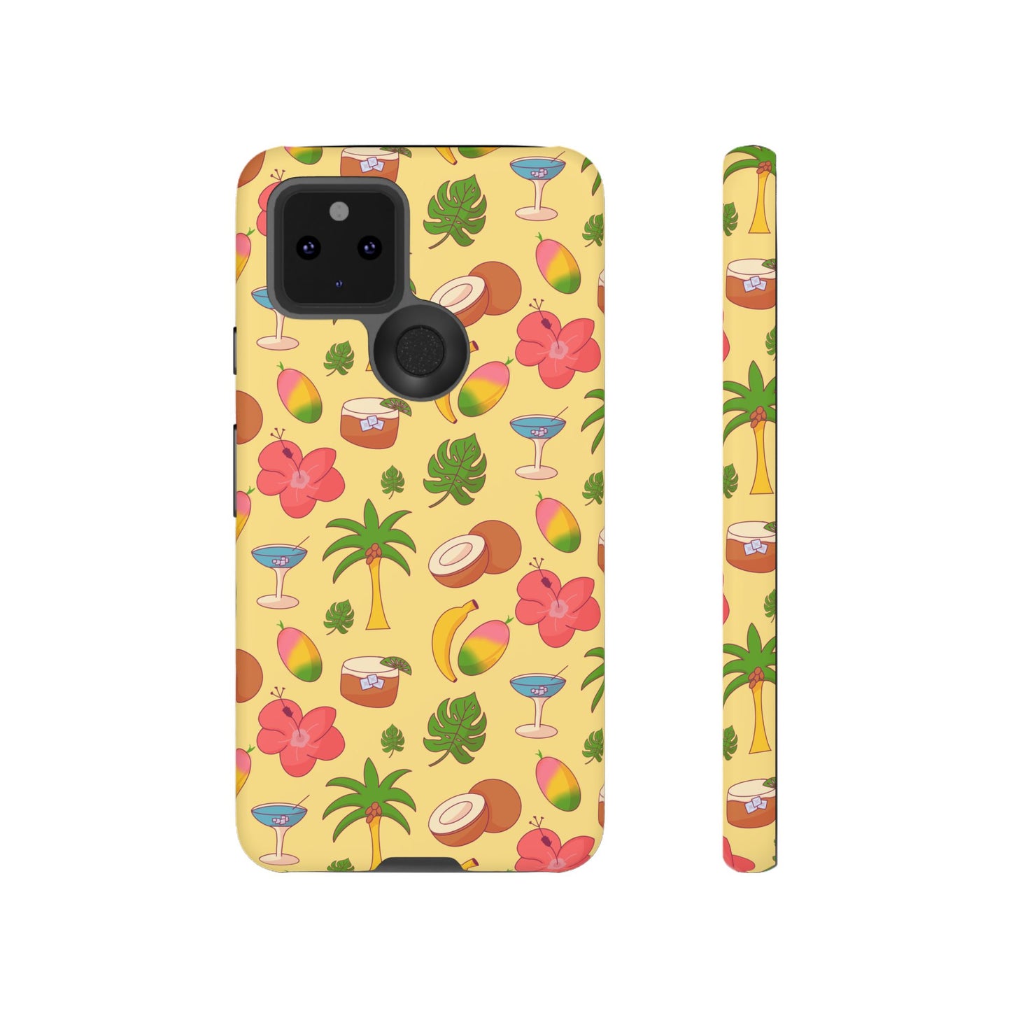 Tropical Cocktail Phone Case – Retro Summer Fruit & Palm Tree Pattern for iPhone & Samsung