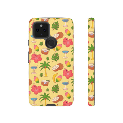 Tropical Cocktail Phone Case – Retro Summer Fruit & Palm Tree Pattern for iPhone & Samsung