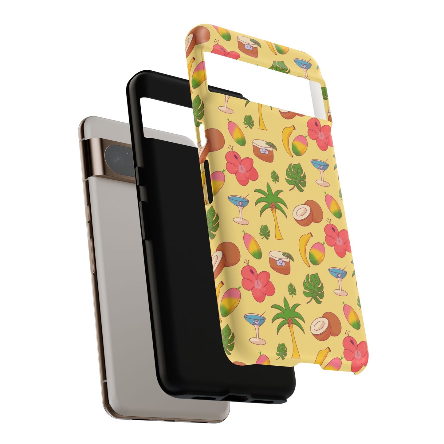 Tropical Cocktail Phone Case – Retro Summer Fruit & Palm Tree Pattern for iPhone & Samsung