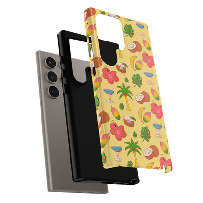 Tropical Cocktail Phone Case – Retro Summer Fruit & Palm Tree Pattern for iPhone & Samsung