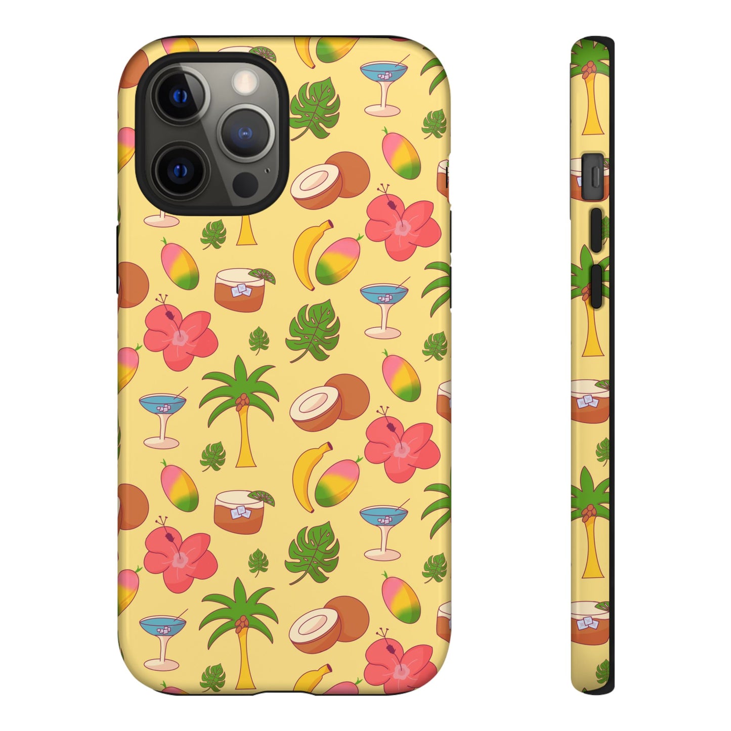 Tropical Cocktail Phone Case – Retro Summer Fruit & Palm Tree Pattern for iPhone & Samsung