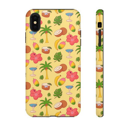 Tropical Cocktail Phone Case – Retro Summer Fruit & Palm Tree Pattern for iPhone & Samsung
