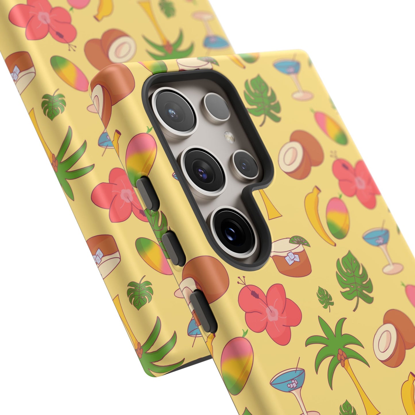 Tropical Cocktail Phone Case – Retro Summer Fruit & Palm Tree Pattern for iPhone & Samsung