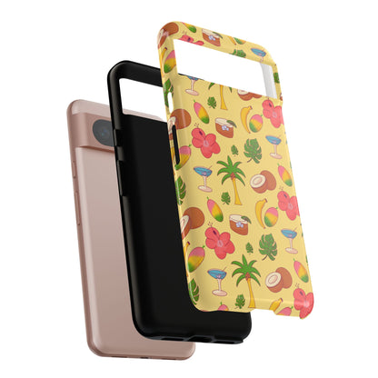 Tropical Cocktail Phone Case – Retro Summer Fruit & Palm Tree Pattern for iPhone & Samsung