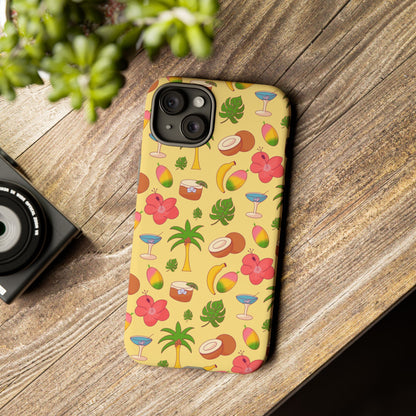 Tropical Cocktail Phone Case – Retro Summer Fruit & Palm Tree Pattern for iPhone & Samsung