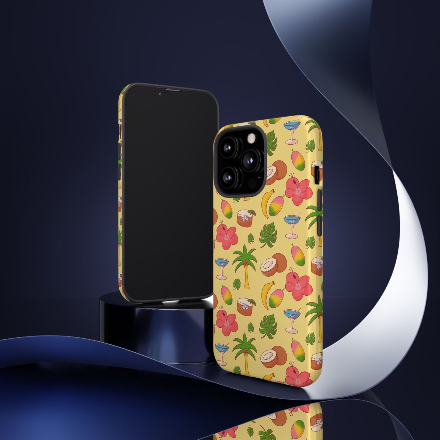 Tropical Cocktail Phone Case – Retro Summer Fruit & Palm Tree Pattern for iPhone & Samsung