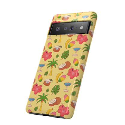 Tropical Cocktail Phone Case – Retro Summer Fruit & Palm Tree Pattern for iPhone & Samsung