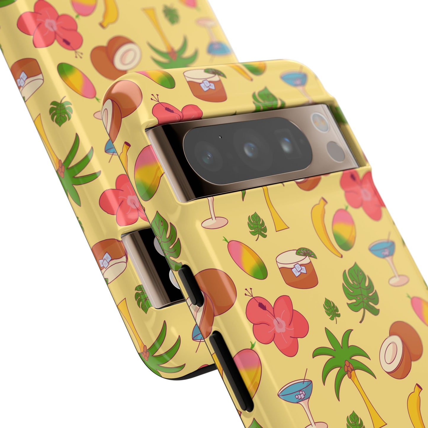 Tropical Cocktail Phone Case – Retro Summer Fruit & Palm Tree Pattern for iPhone & Samsung