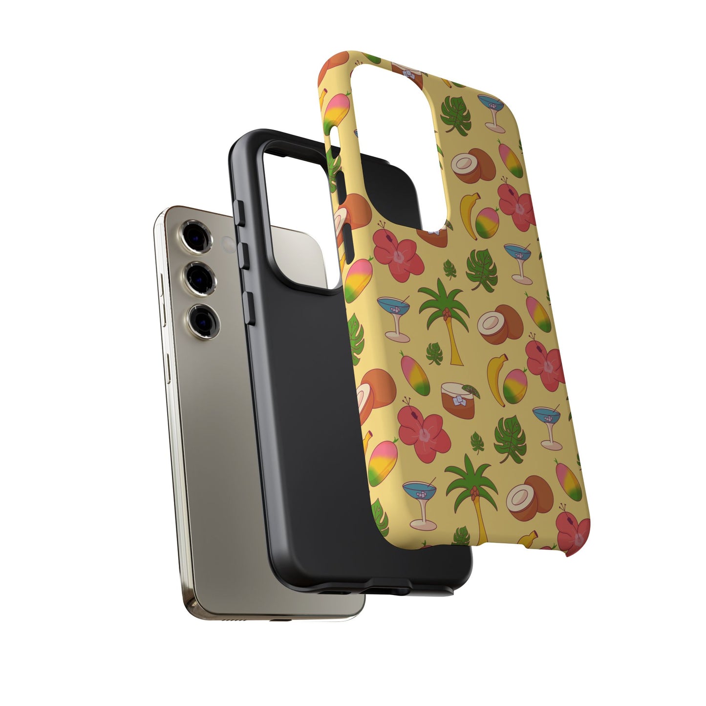 Tropical Cocktail Phone Case – Retro Summer Fruit & Palm Tree Pattern for iPhone & Samsung