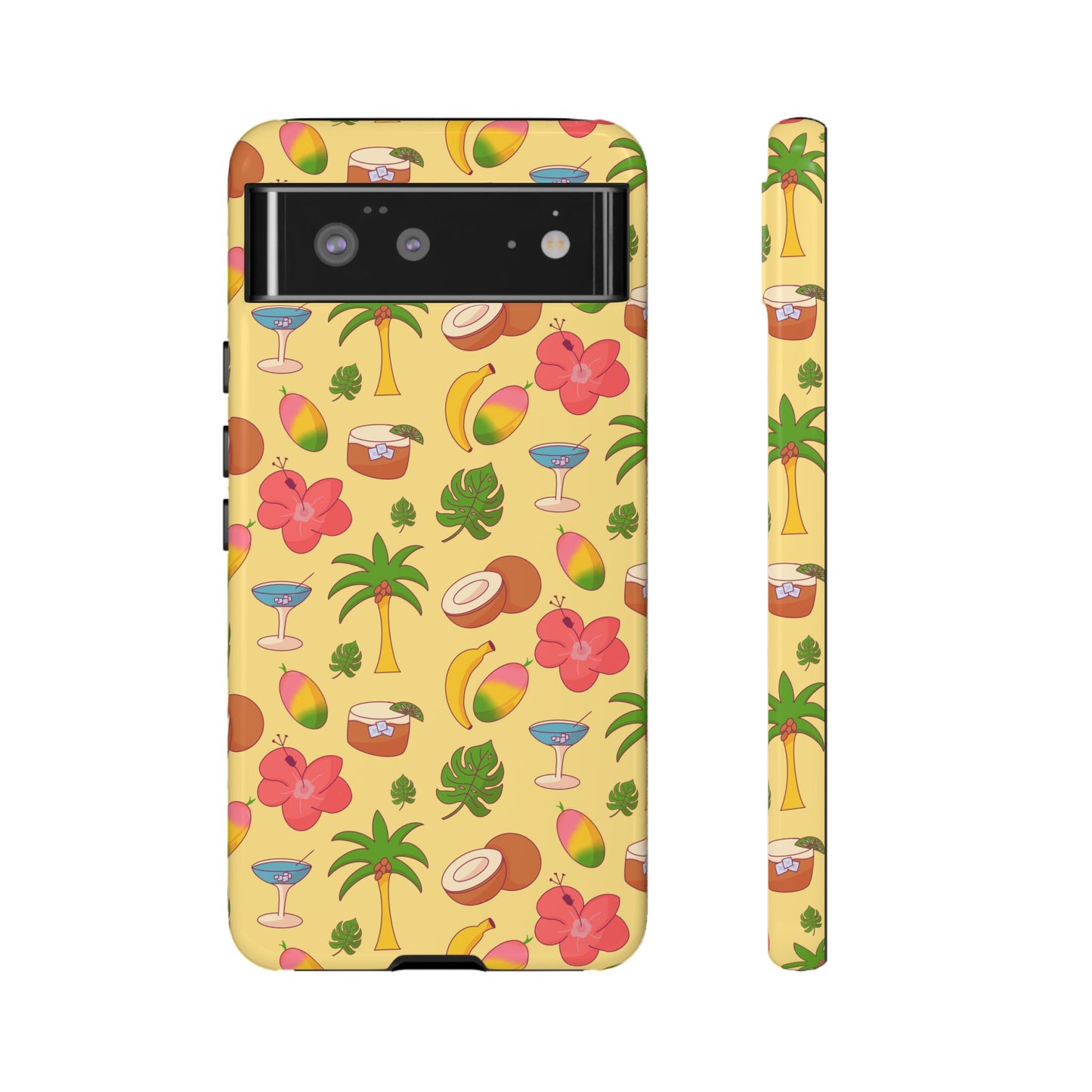 Tropical Cocktail Phone Case – Retro Summer Fruit & Palm Tree Pattern for iPhone & Samsung