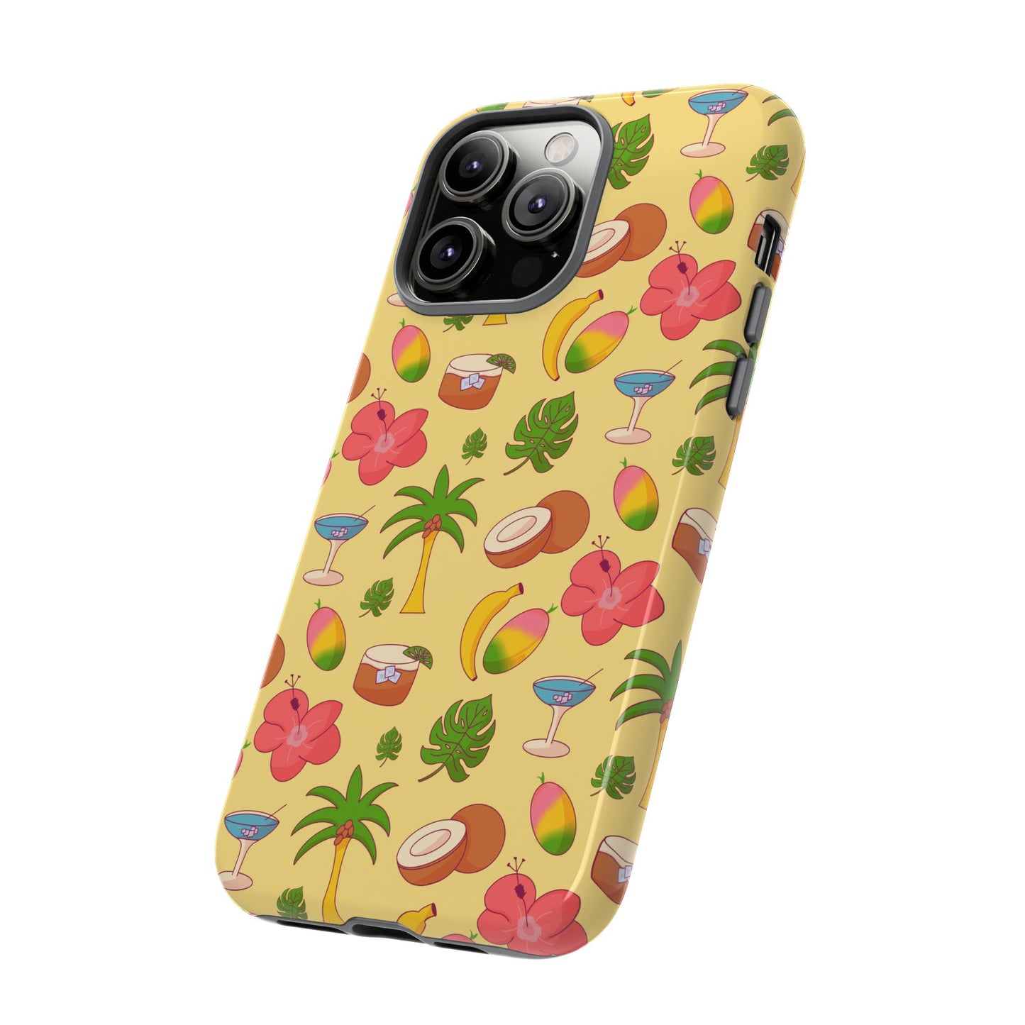 Tropical Cocktail Phone Case – Retro Summer Fruit & Palm Tree Pattern for iPhone & Samsung