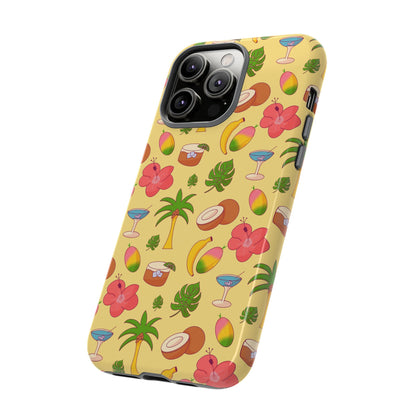 Tropical Cocktail Phone Case – Retro Summer Fruit & Palm Tree Pattern for iPhone & Samsung