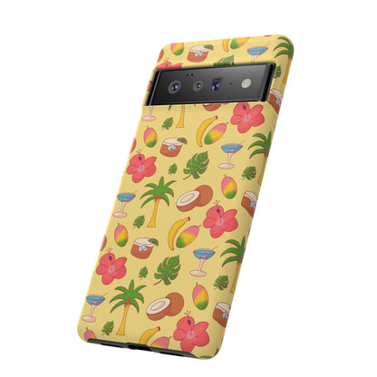 Tropical Cocktail Phone Case – Retro Summer Fruit & Palm Tree Pattern for iPhone & Samsung