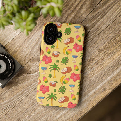 Tropical Cocktail Phone Case – Retro Summer Fruit & Palm Tree Pattern for iPhone & Samsung