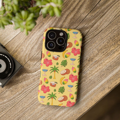 Tropical Cocktail Phone Case – Retro Summer Fruit & Palm Tree Pattern for iPhone & Samsung