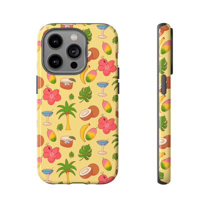Tropical Cocktail Phone Case – Retro Summer Fruit & Palm Tree Pattern for iPhone & Samsung