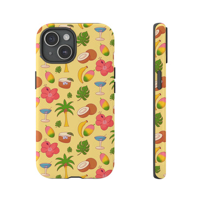 Tropical Cocktail Phone Case – Retro Summer Fruit & Palm Tree Pattern for iPhone & Samsung