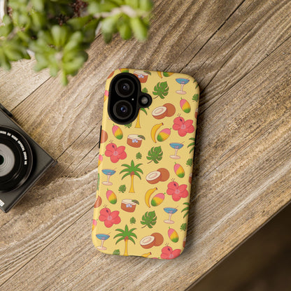 Tropical Cocktail Phone Case – Retro Summer Fruit & Palm Tree Pattern for iPhone & Samsung
